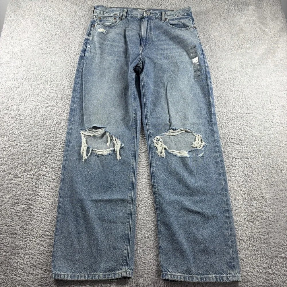 Pacsun Baggy Factory Distressed Jeans Mens 32x32 Rips Fade Knee Hole Skate NWT